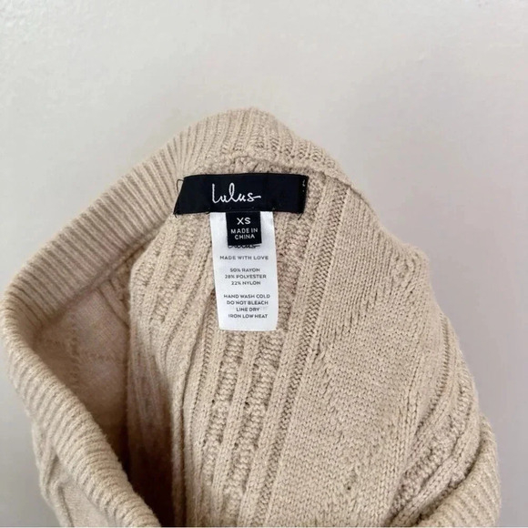 Lulus Womens Xsmall Welcoming Warmth Beige Cable High Rise Wide Leg Sweater Pant - Picture 9 of 12